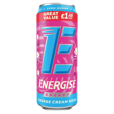 12 x Energise Energy Savage Cream Soda 500Ml