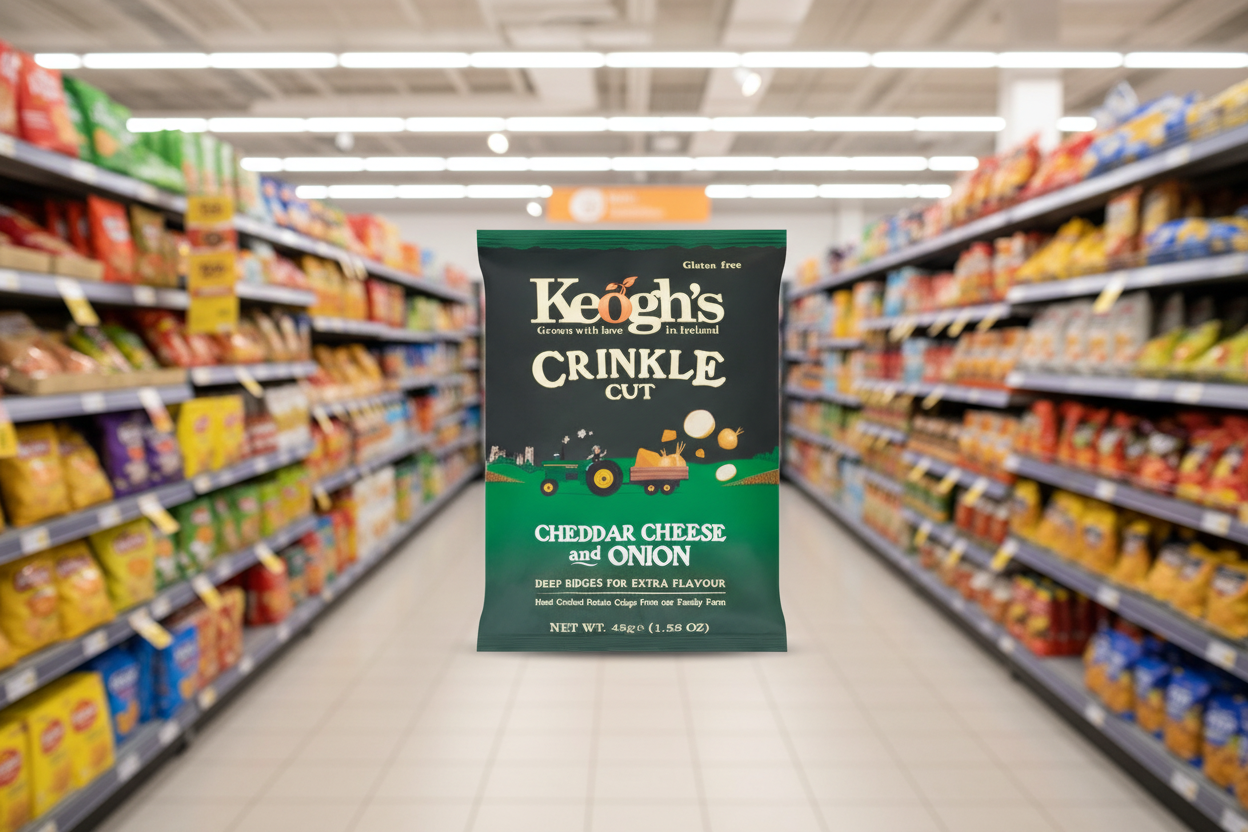 24 x Keogh's Crinkle Cut Cheddar Cheese And Onion 45G