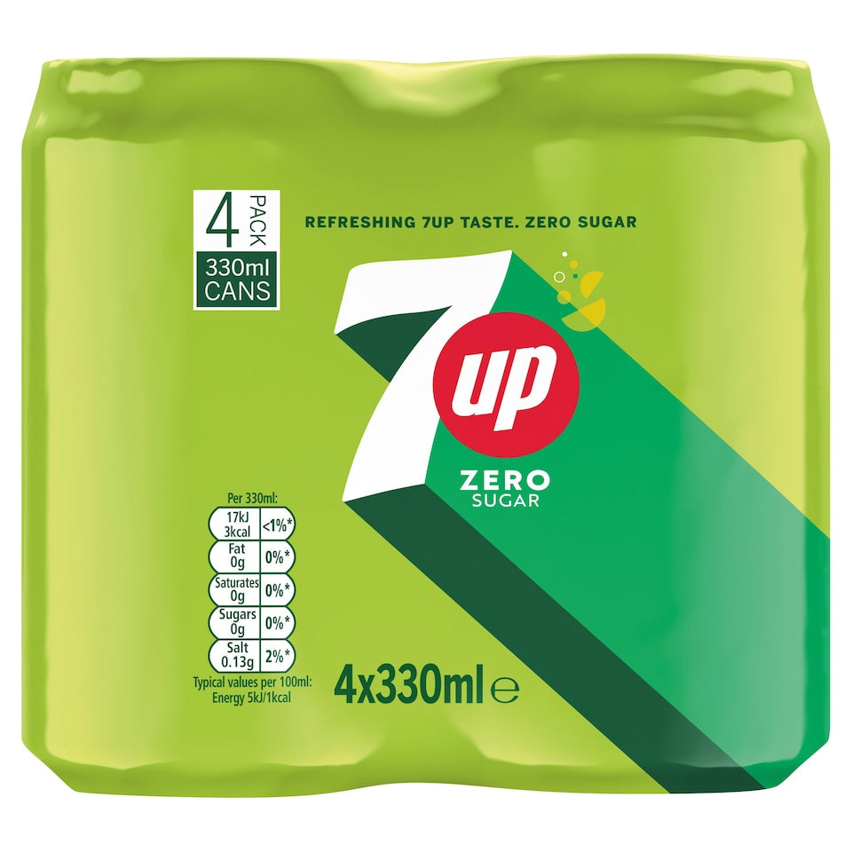 6 x 7Up Zero Sugar Can 4 X 330Ml