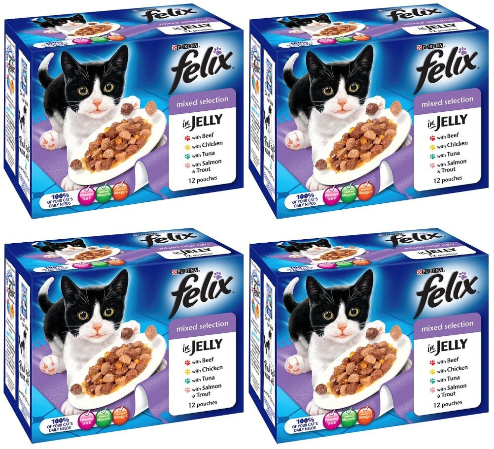 4 x Felix Mixed Selection In Jelly Wet Cat Food 12 X 100G