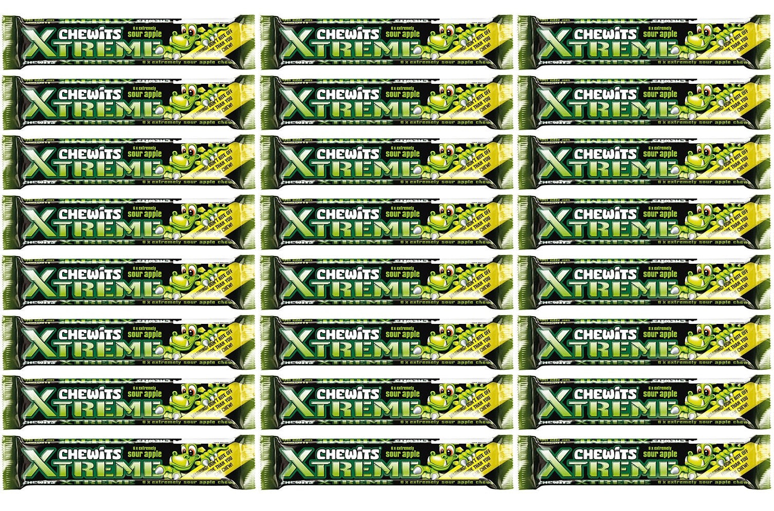 24 x Chewits Xtreme 6 X Extremely Sour Apple