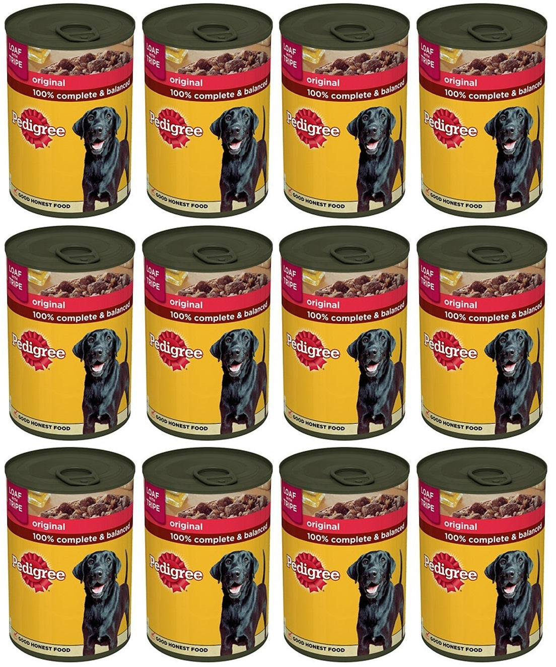 12 x Pedigree Adult Wet Dog Food Tin Original In Loaf 400G