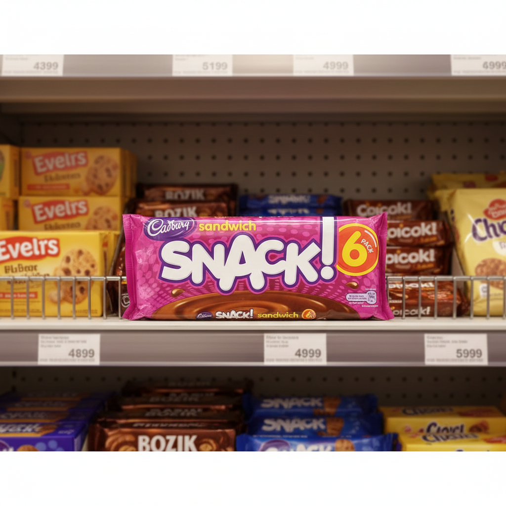 34 x Cadbury Snack Sandwich Chocolate Biscuit 6 Pack 132G