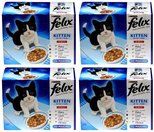 4 x Felix Kitten Mixed Selection In Jelly Wet Cat Food 12 X 100G