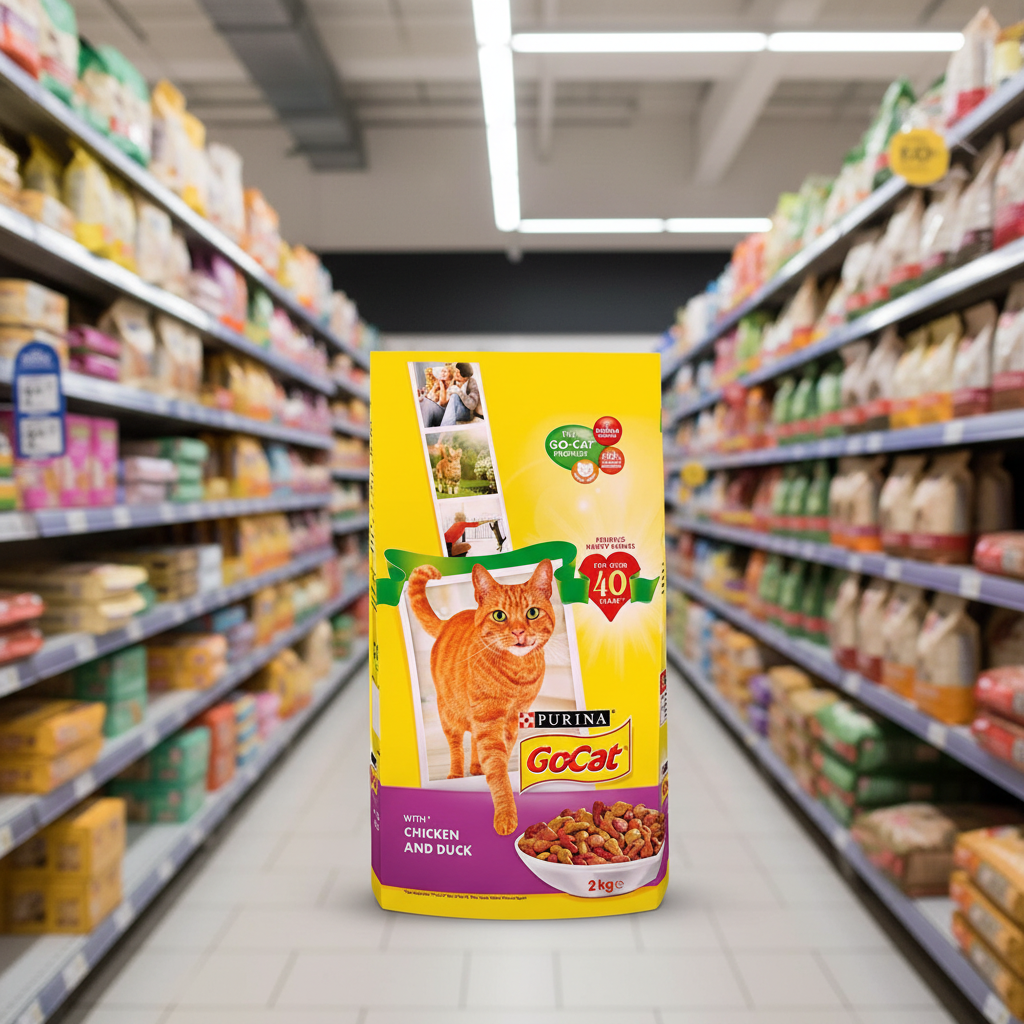 4 x Go-Cat With A Tasty Duck And Chicken Mix 1+ Years Adult 2Kg