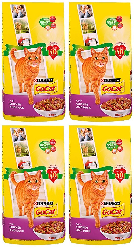 4 x Go-Cat With A Tasty Duck And Chicken Mix 1+ Years Adult 2Kg