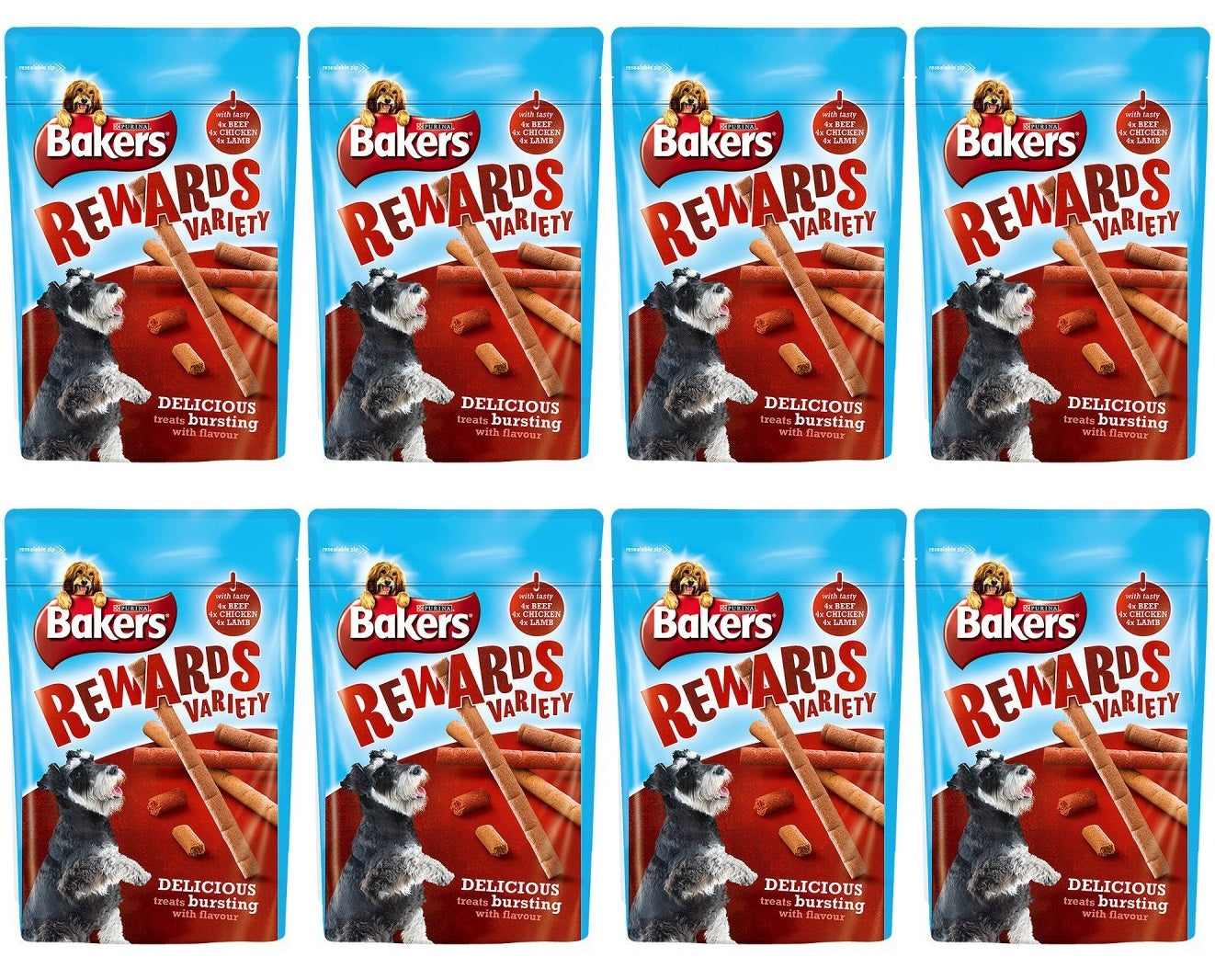 8 x Bakers Dog Treat Mixed Variety Rewards 100G