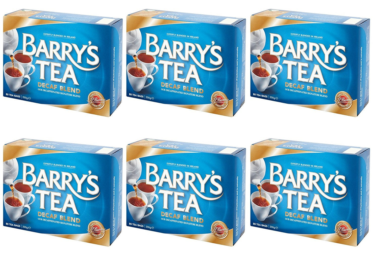 6 x Barry's Tea Decaf 80 Tea Bags 250G
