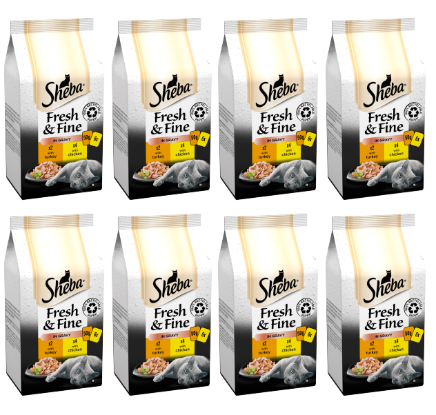 8 x Sheba Fresh & Fine Pouch Poultry Selection Gravy 6X50G