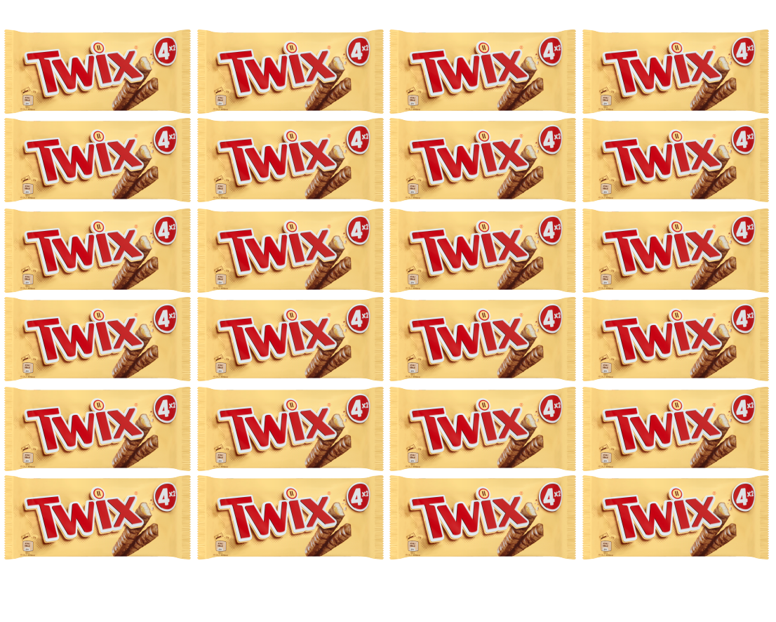 24 x Twix Snacksize 4Pk 160Gm