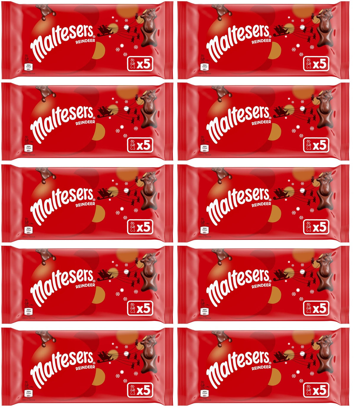 10 X Maltesers Reindeer 5 Pack - 145Gm