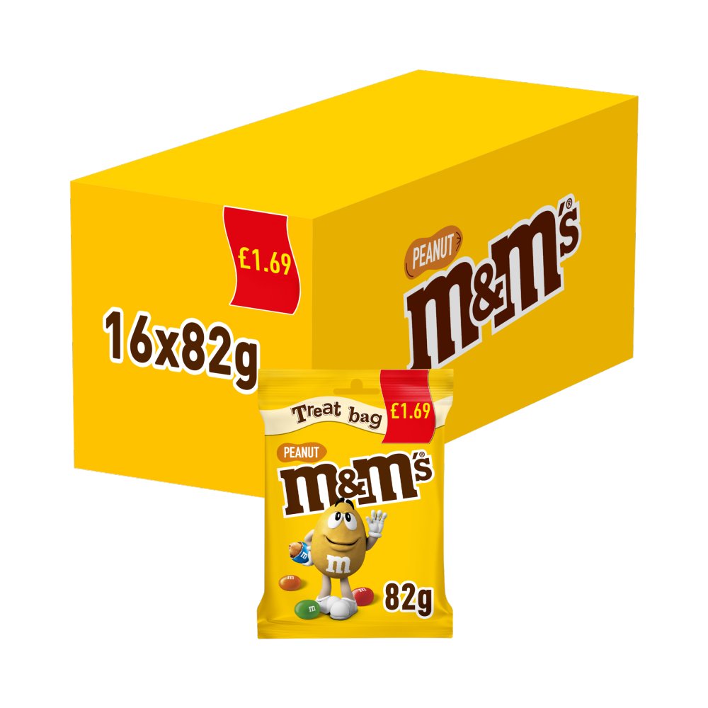 16 X M&M'S Milk Chocolate Peanut Treat Bag - 82Gm