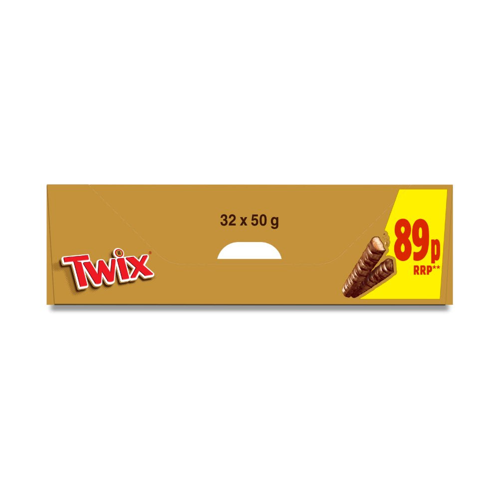 32 X Twix Chocolate Biscuit Twin Bars - 50Gm
