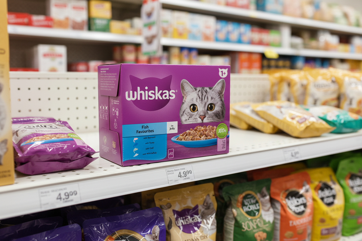 4 x Whiskas Cat 1+ Pouch Jelly Fish Favourites 12 Pack - 12X85Gm