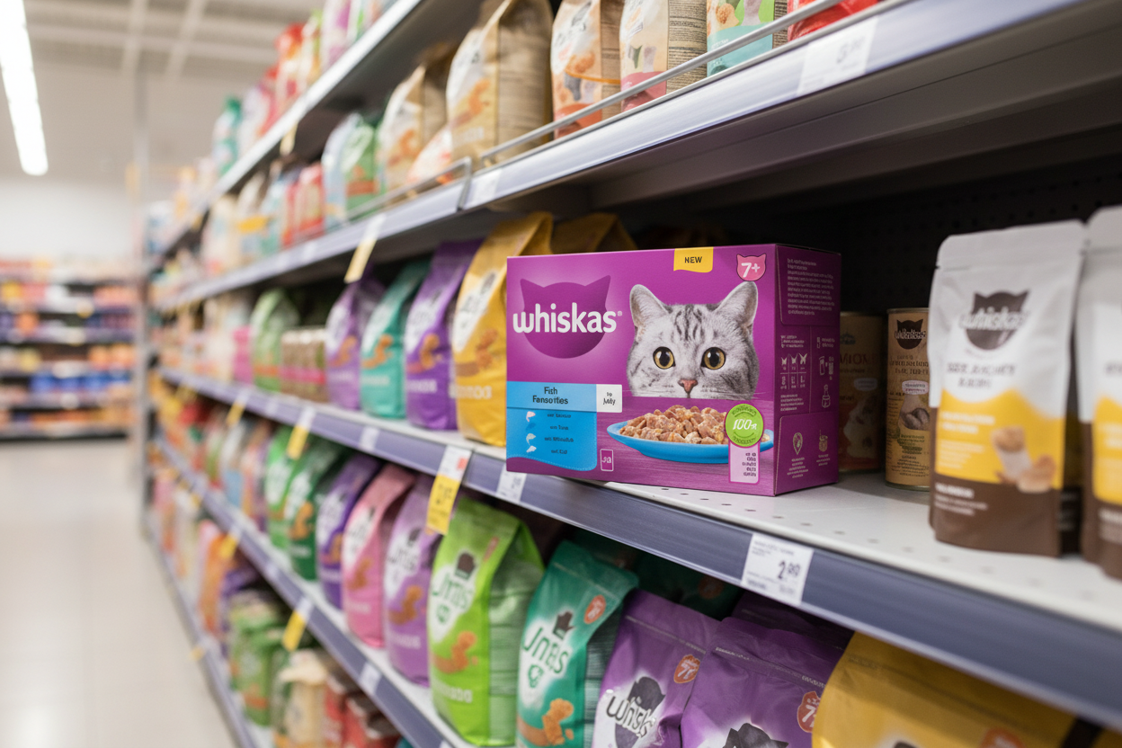 4 x Whiskas Cat 7+ Pouch Jelly Fish Favourites 12 Pack - 12X85Gm