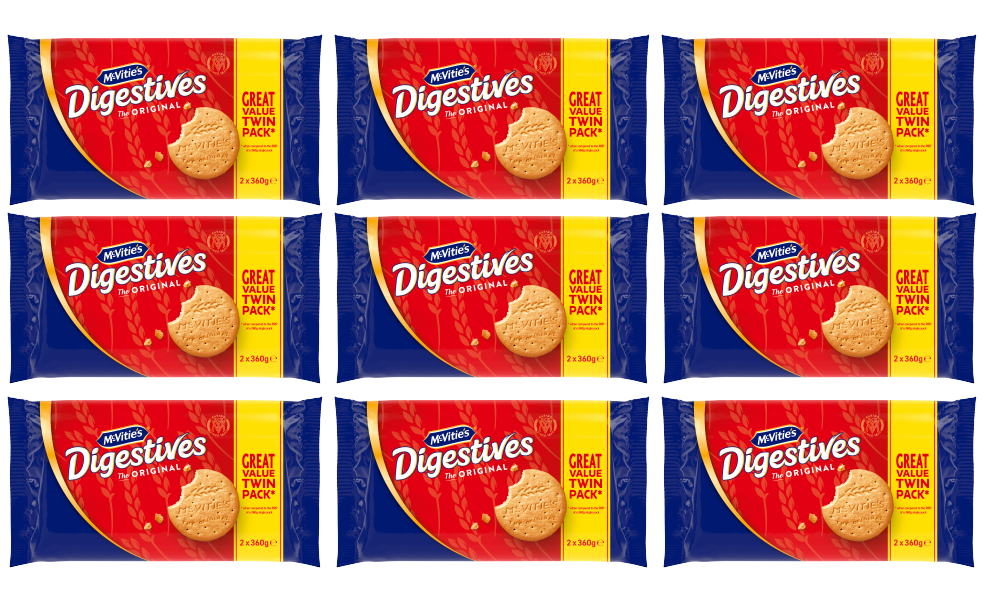 9 x Mcvities Digestives Twin 2X400G