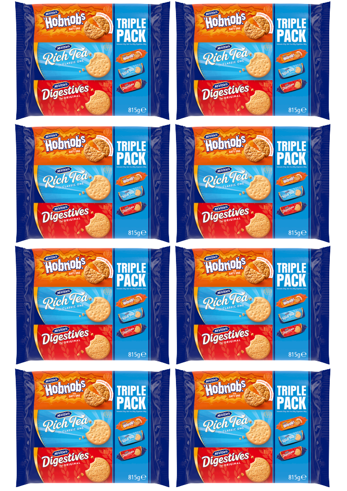 8 x Mcvities Triple Pack Hobnobs Digestives Rich Tea 900G