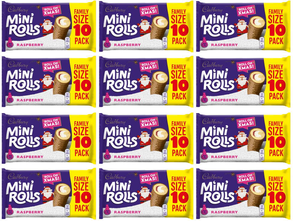 12 x Cadbury Raspberry Mini Rolls 10pk - 10PK