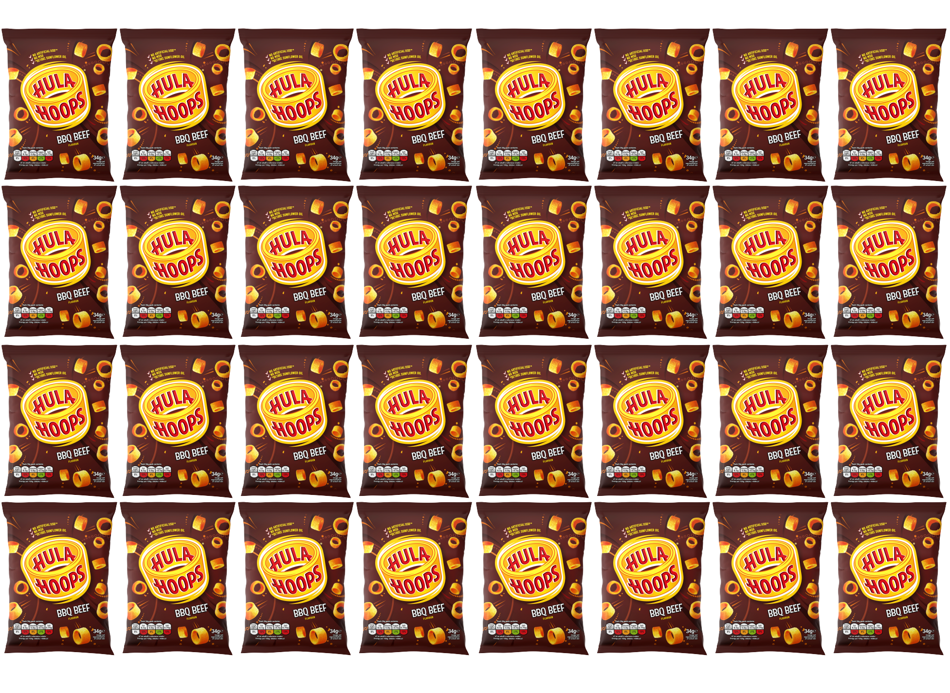 32 x Hula Hoops Bbq Beef 34Gm