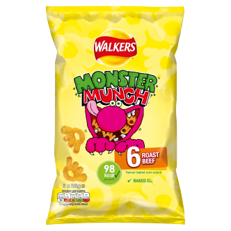 Walkers Monster Munch Roast Beef 6Pk 22Gm