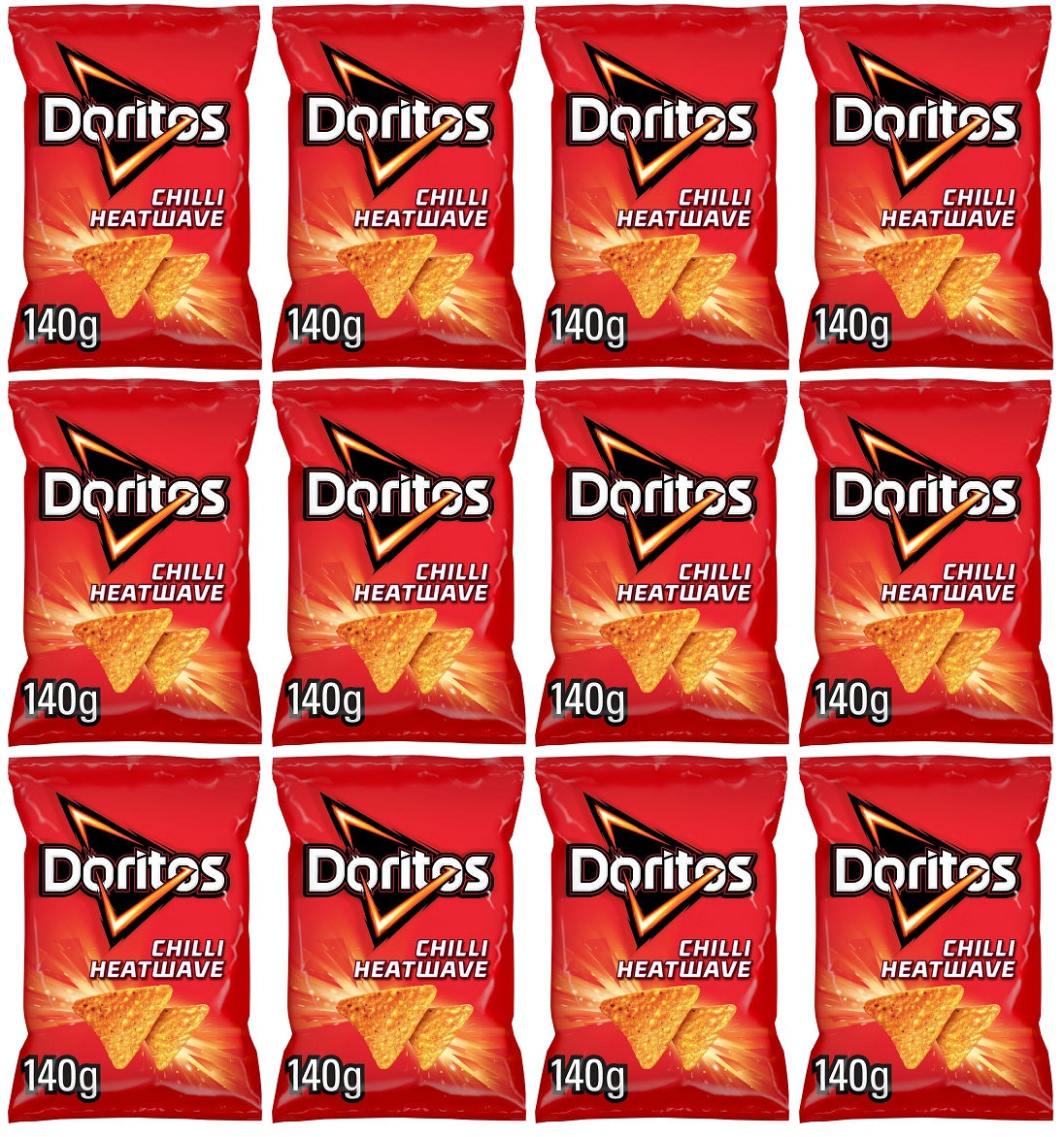 12 x Doritos Chilli Heatwave Tortilla Chips Sharing Bag Crisps 140G