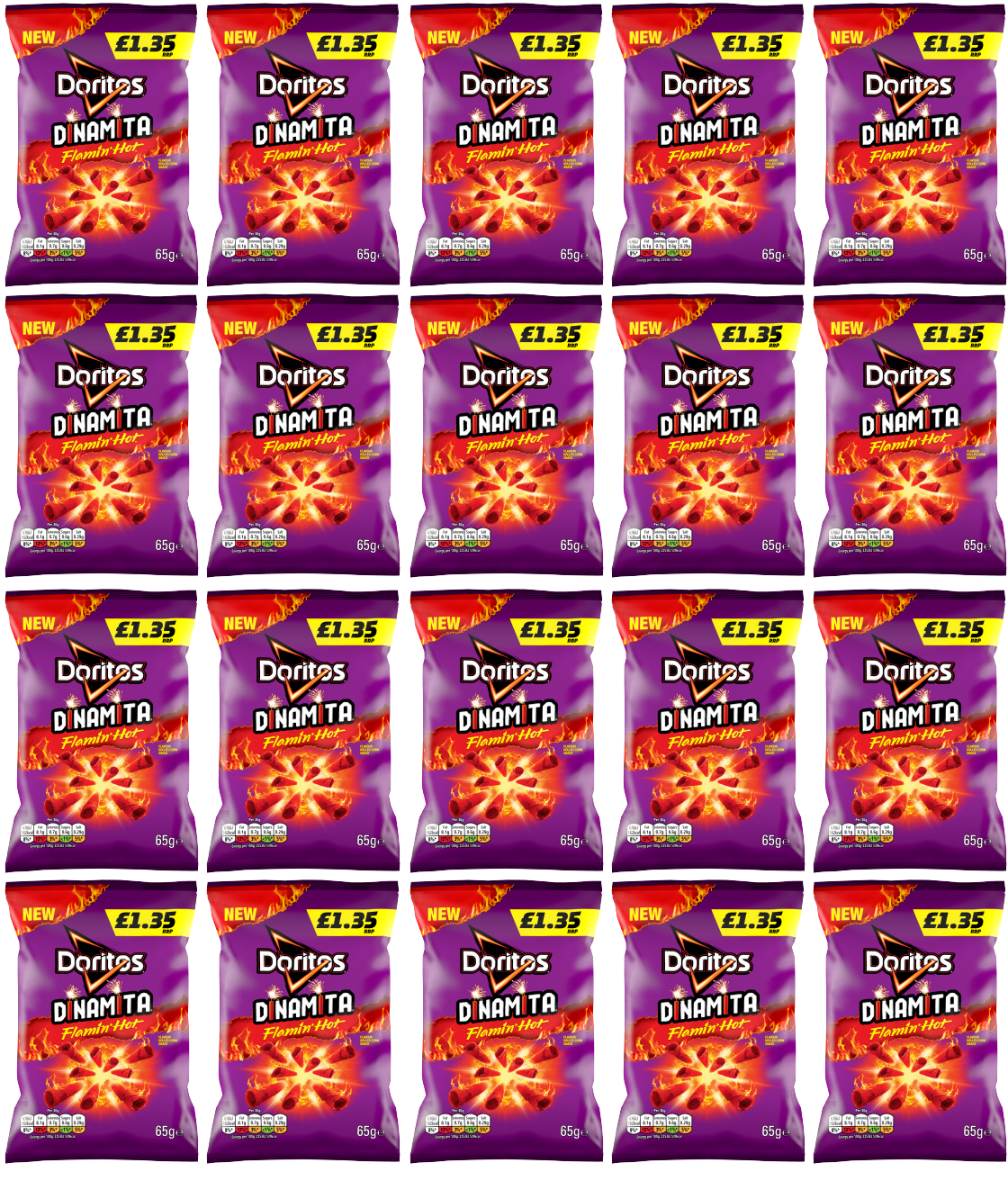 20 x Doritos Dinamita Extra Flamin' Hot - 65GM