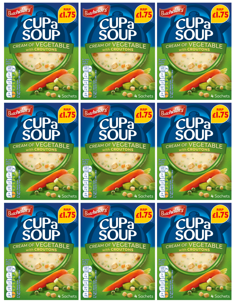 9 x Batchelors Cup A Soup Cream Of Veg With Croutons - 122G
