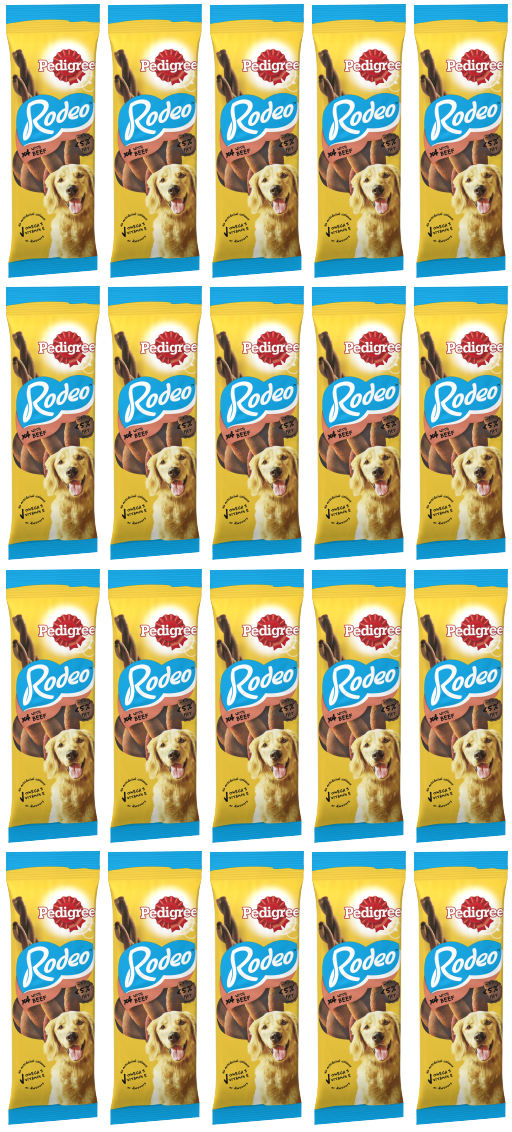 20 x Pedigree Rodeo Beef 4 Pack - 70Gm