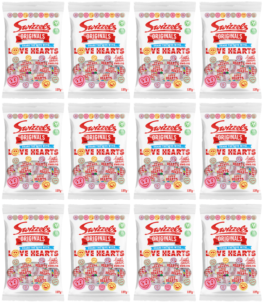 12 x Swizzels - Originals Love Hearts 127Gm