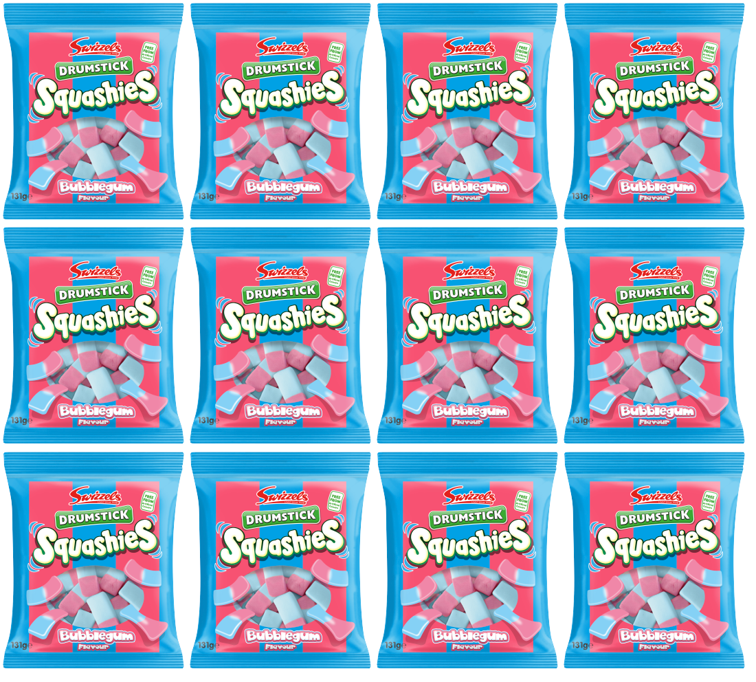 12 X Swizzels Squashies Drumstick Bubblegum 131G