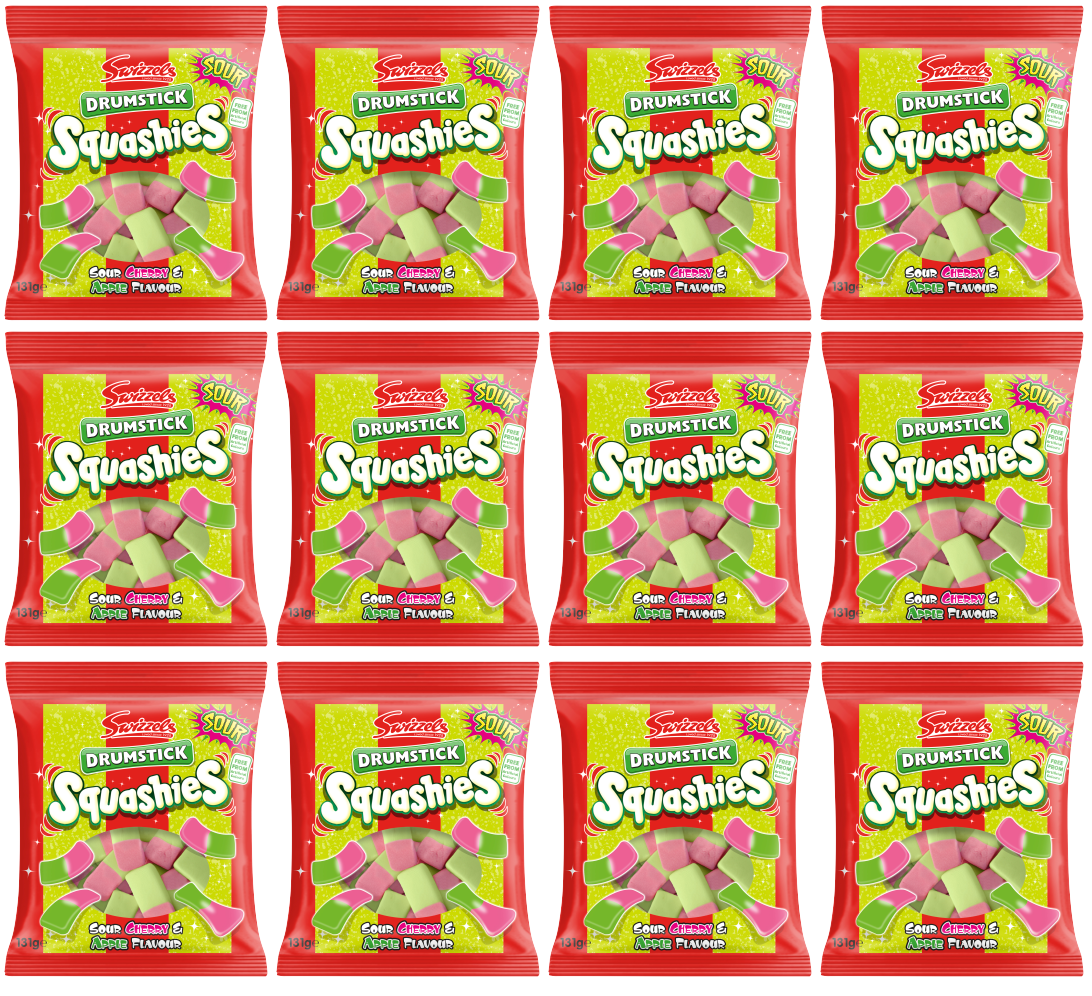 12 X Swizzels Squashies Drumstick Sour Cherry & Apple 131G