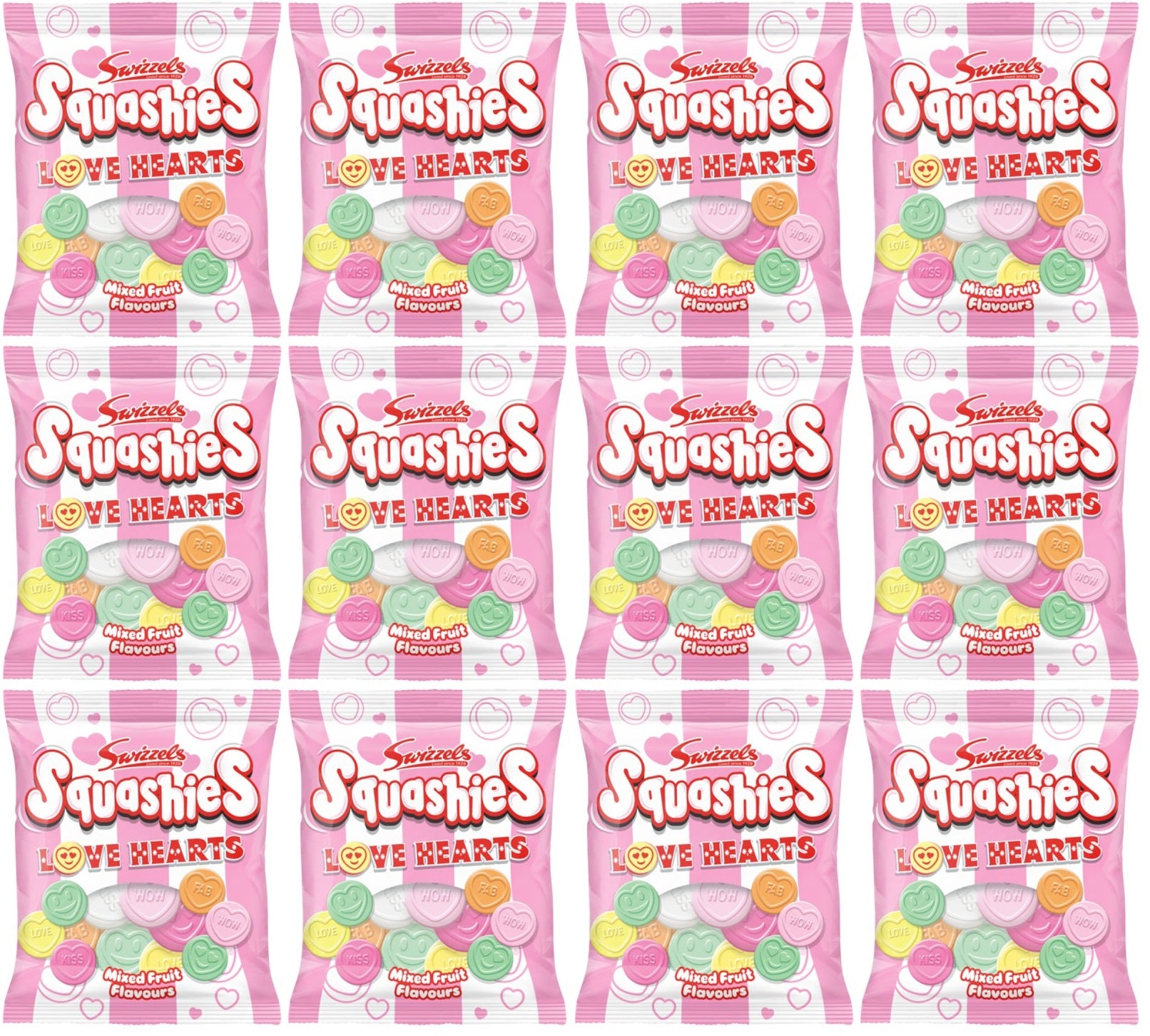 12 x Squashies Love Hearts - 120GM