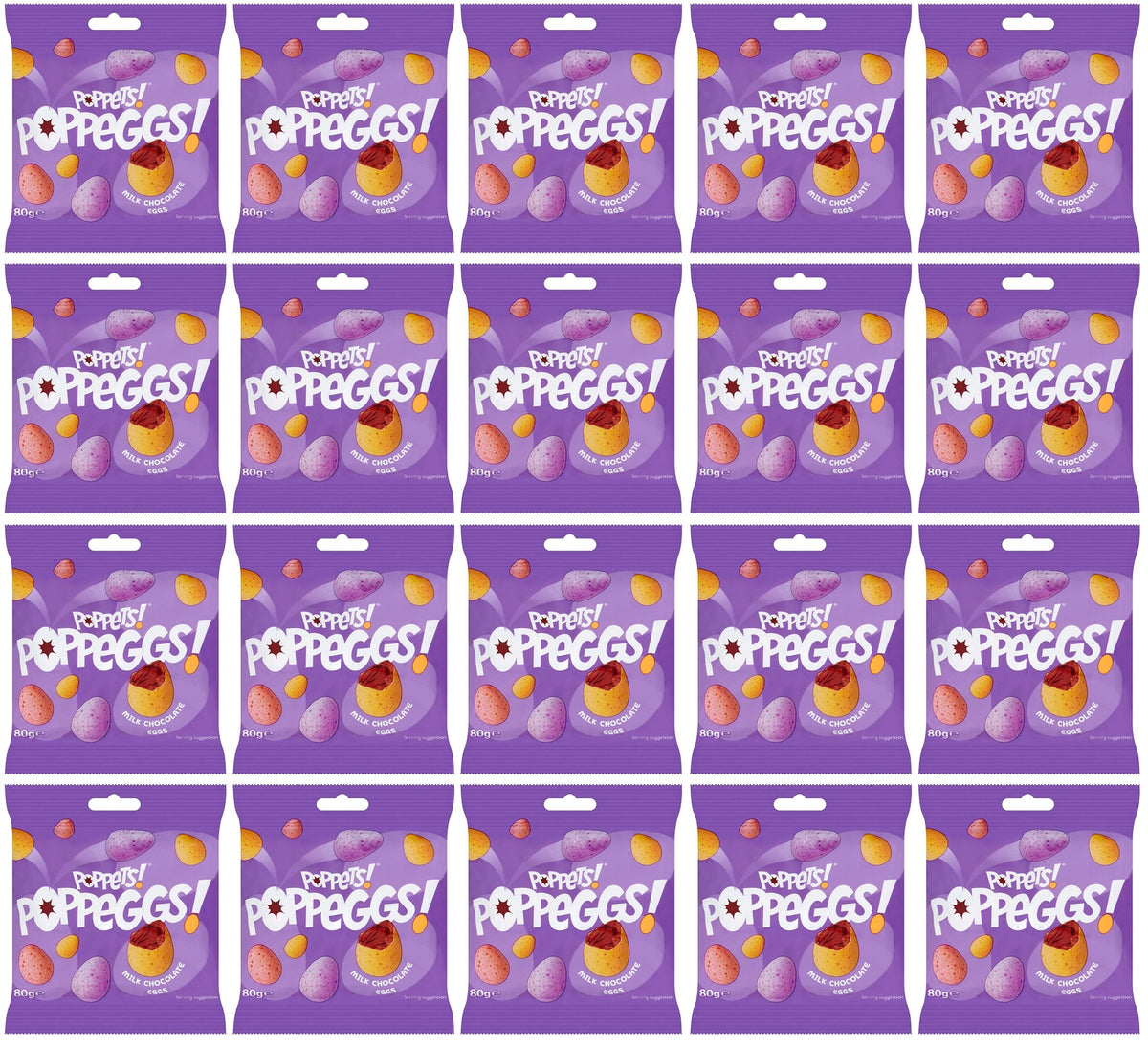 20 X Poppets Milk Chocolate Mini Eggs - 80Gm