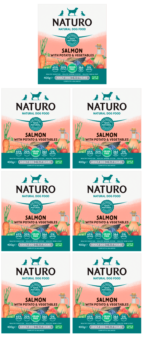 7 x Naturo Adult Dog Tray Salmon & Potato - 400GM