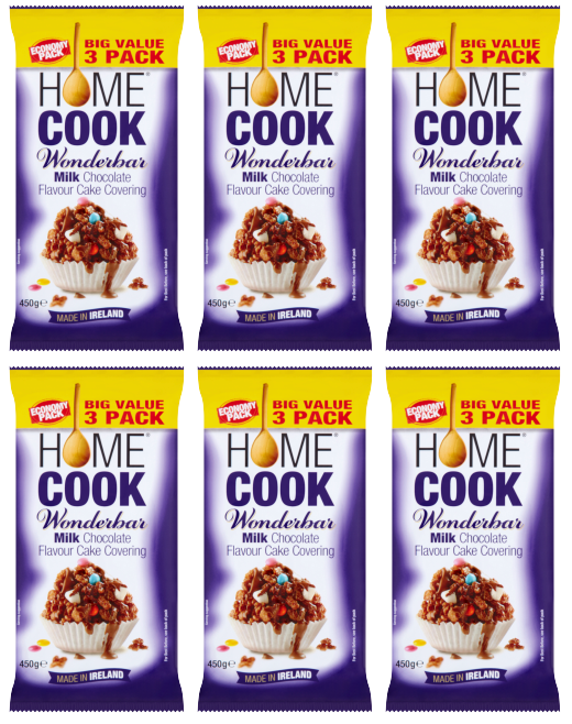 6 x Homecook Wonderbar Milk Choc 3 Pack - 450G