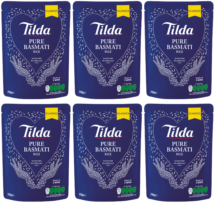 6 x Tilda Microwave Rice Pure Basmati - 250G