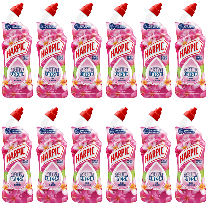 12 x Harpic Active Fresh Pink Blossom 750Ml