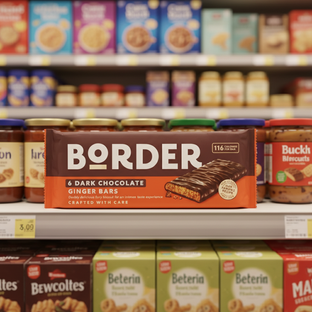 18 X Border Biscuits Dark Chocolate Ginger Bars 144Gm