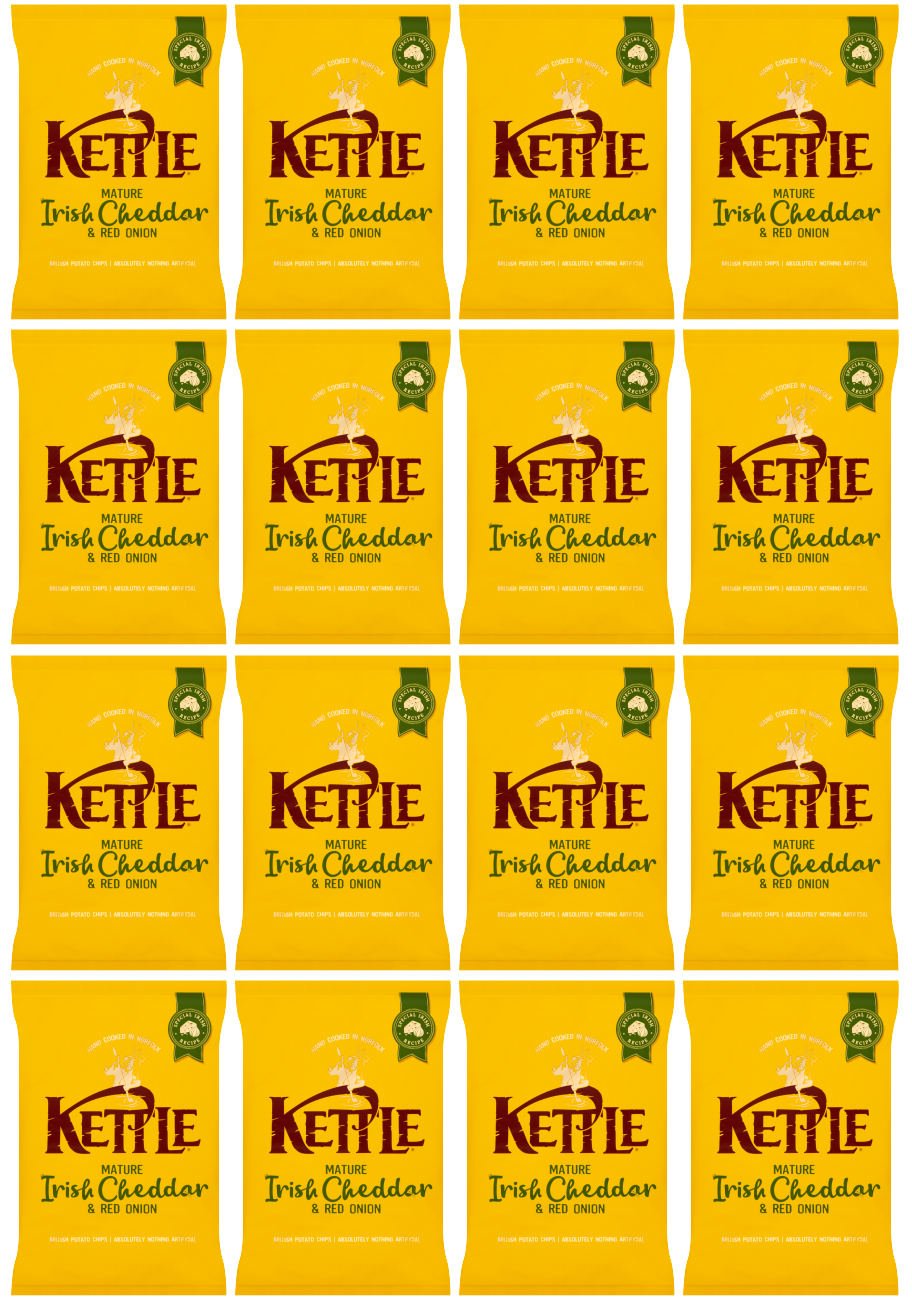 16 x Kettle Crisps Irish Cheddar & Red Onion - 130GM
