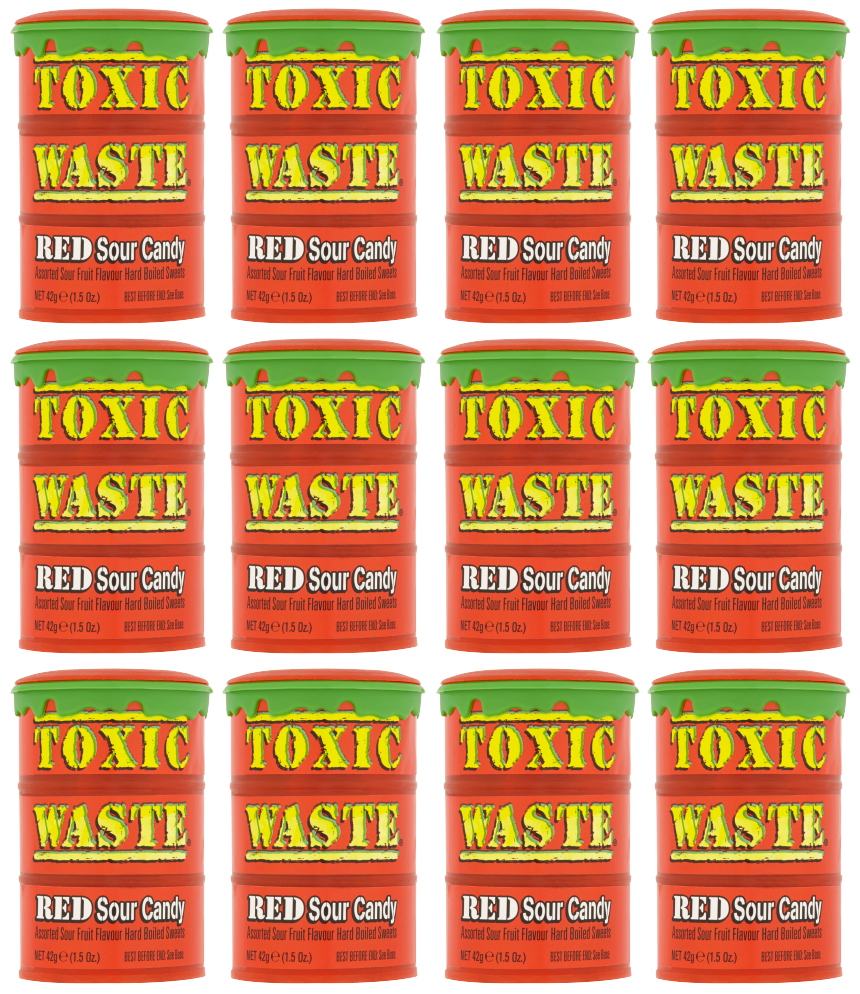 12 x Toxic Waste - Red Sour Candy 42Gm
