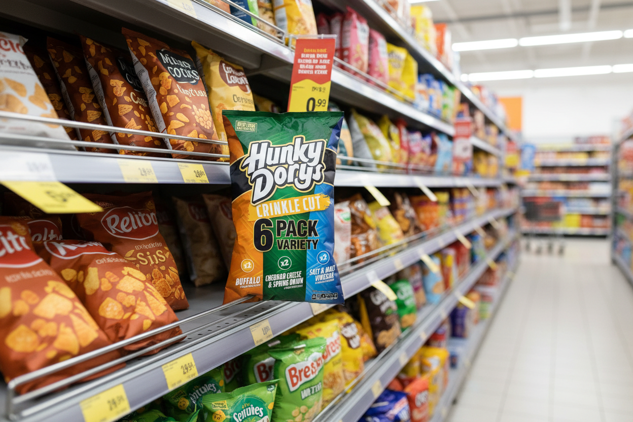 16 x Hunky Dorys Crinkle Cut Potato Crisps 6 X 25G