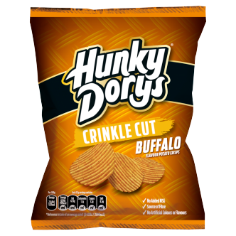12 x Hunky Dorys Crinkle Cut Buffalo Flavour Potato Crisps 135G