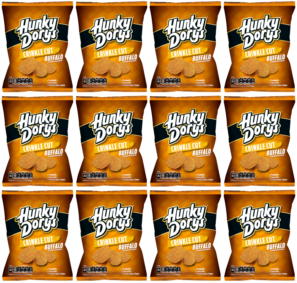 12 x Hunky Dorys Crinkle Cut Buffalo Flavour Potato Crisps 135G