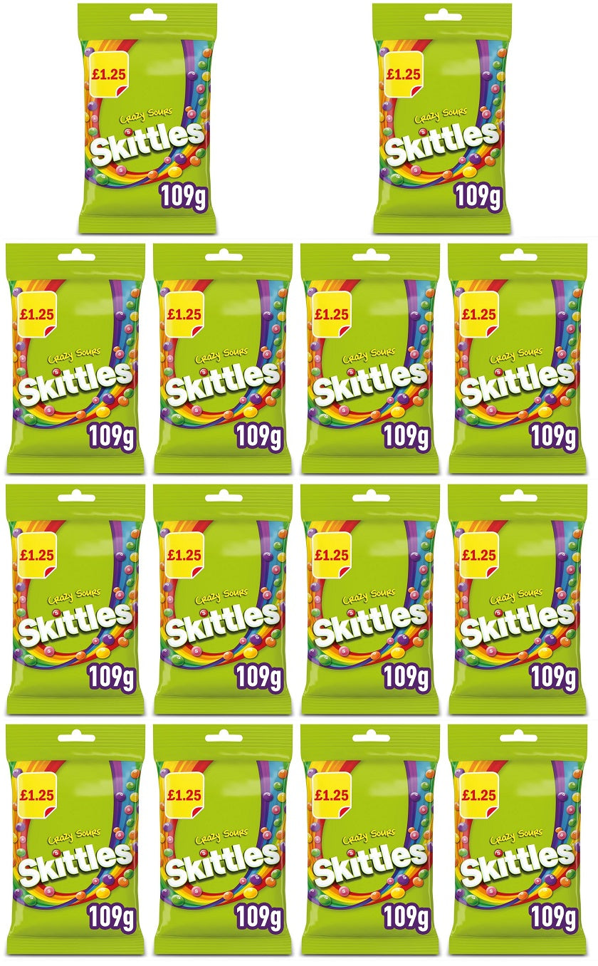 14 x Skittles Sours Treat Bag - 109GM
