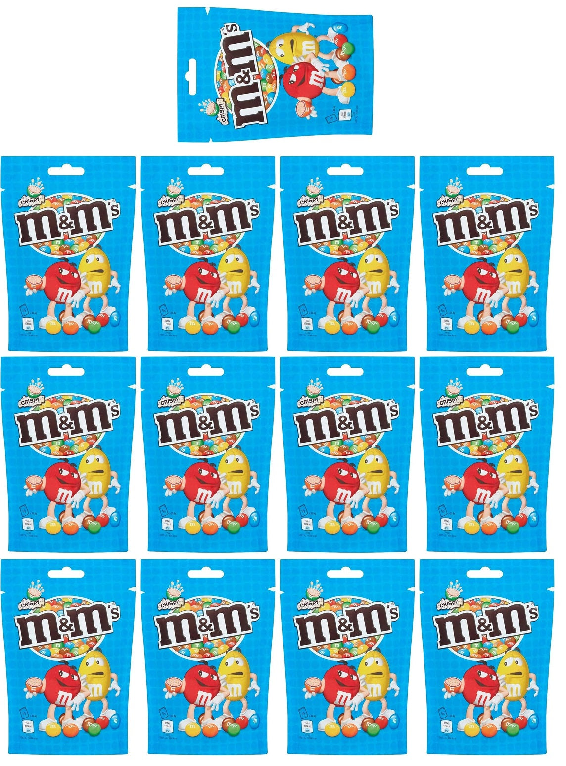 13 x M&m's Crispy Milk Chocolate Pouch Bag - 107GM