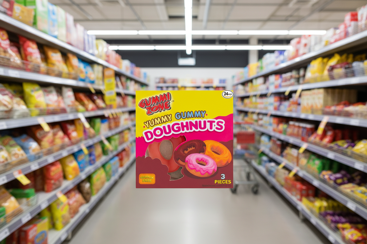 24 x Gummi Zone Gummy Doughnuts Tray - 21Gm