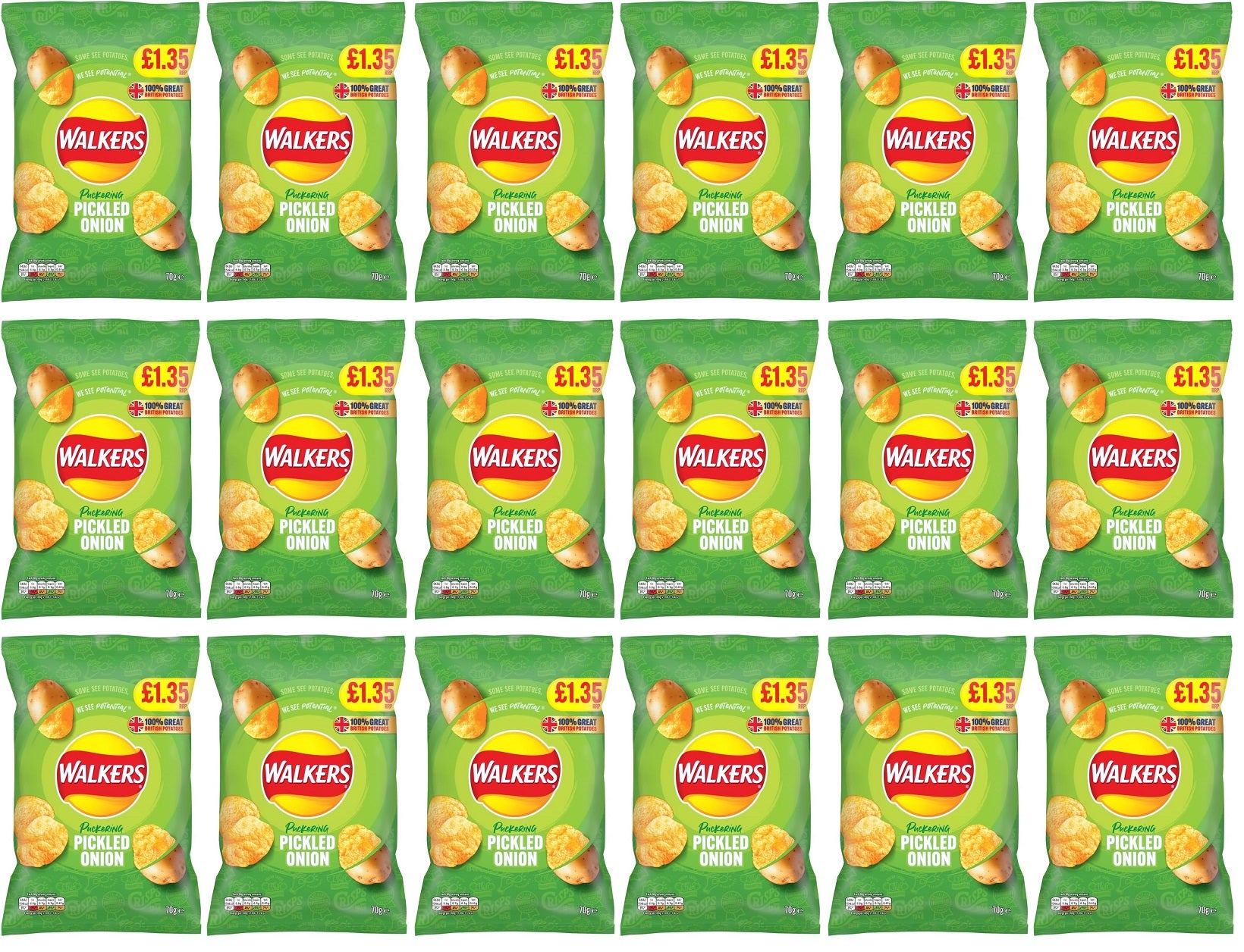 18 x Walkers Pickled Onion - 70GM