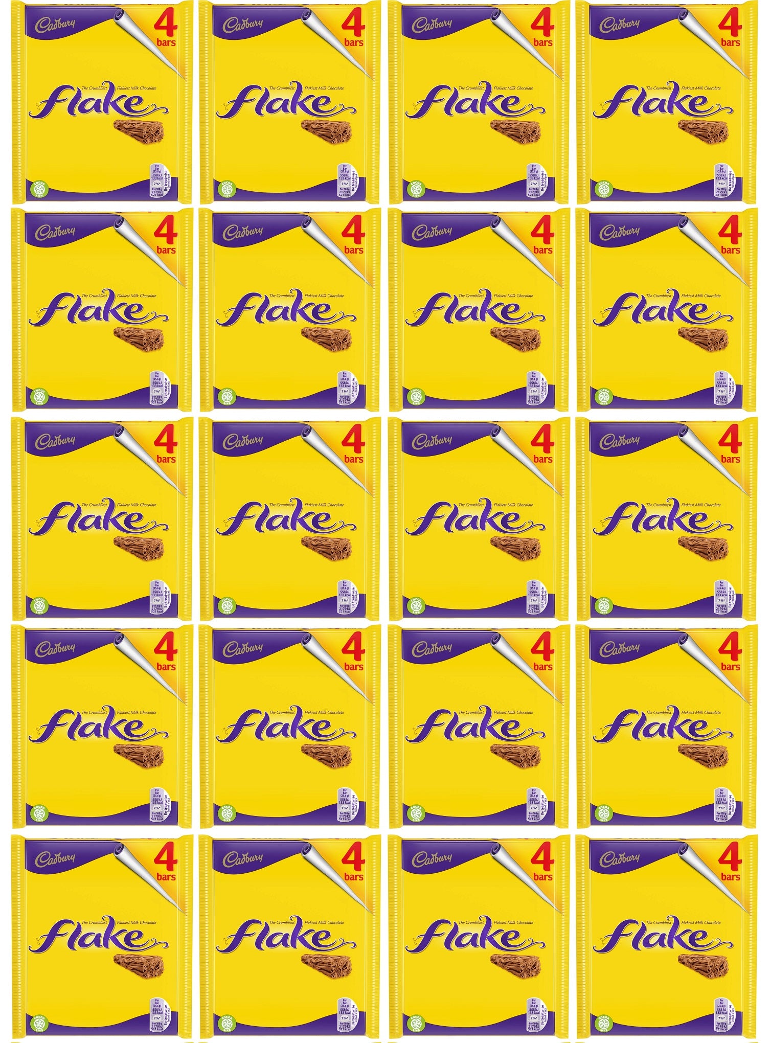 20 x Cadbury Flake Chocolate Bar 4 Pack 80G