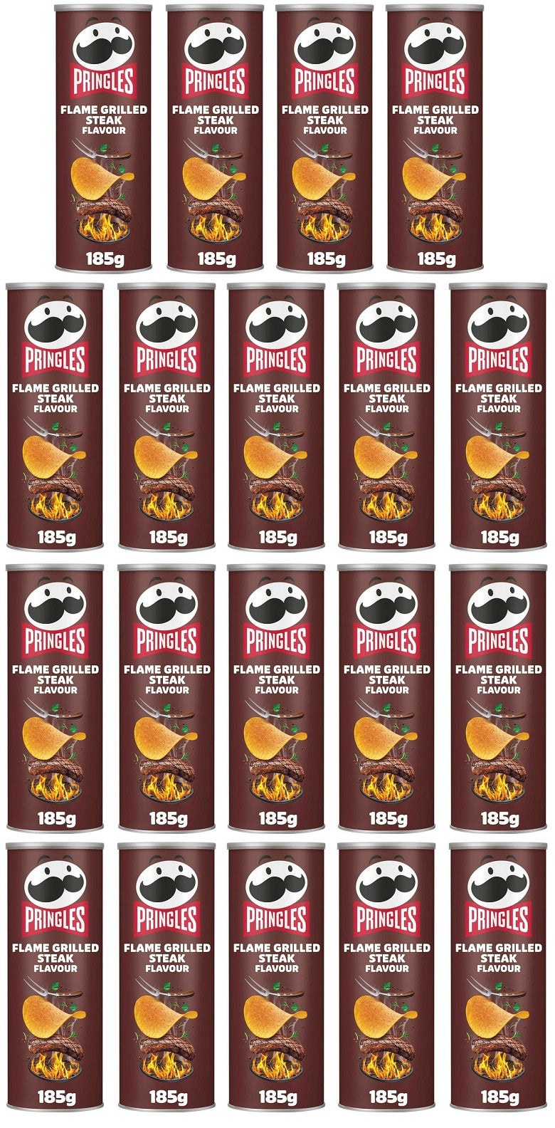 19 x Pringles Flame Grilled Steak - 185GM