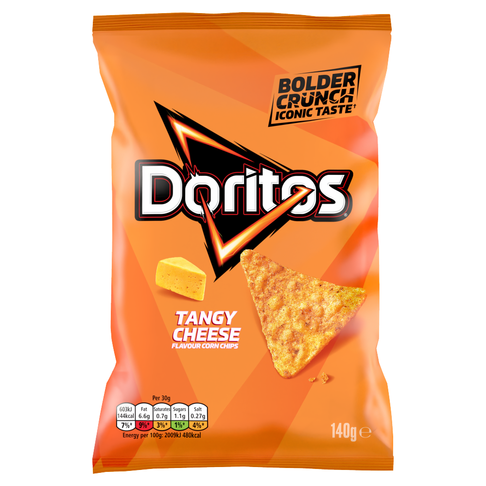 12 x Doritos Tangy Cheese Large Bag 140Gm